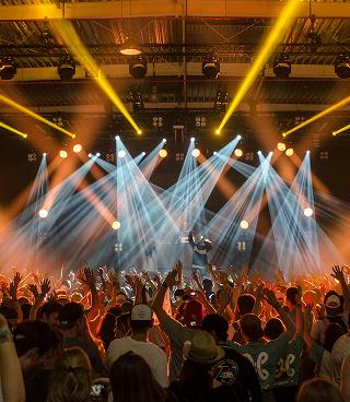 Private celebration with dramatic uplighting