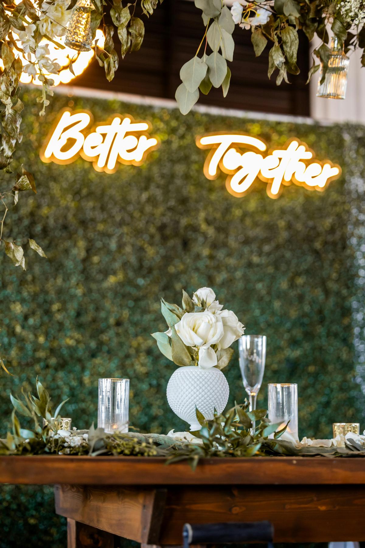 Intimate micro wedding dinner table with candles